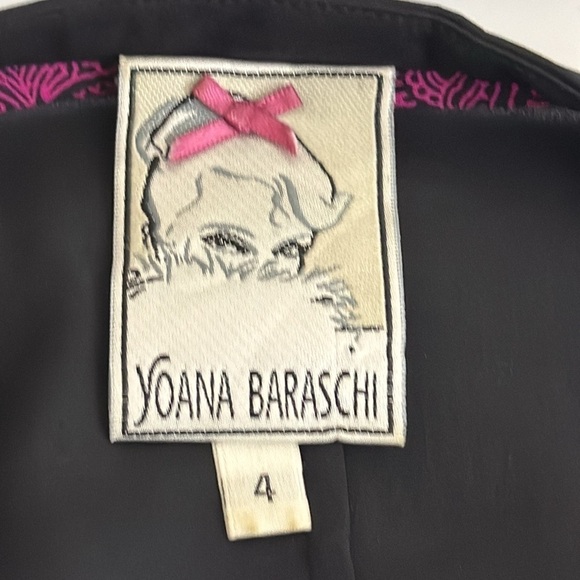 Yoana Baraschi 100% Silk Shift Dress Women's 4 Fuchsia Black Paisley EUC - Picture 6 of 10